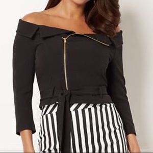 Edgy Off The Shoulder Moto Top